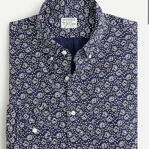 J Crew Stretch Secret Wash Cotton Poplin Shirt in Blue Bandana Print Size Large